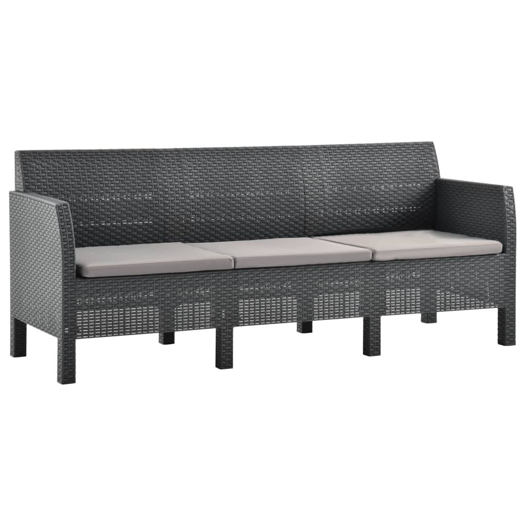 vidaXL 2-tlg. Garten-Lounge-Set mit Kissen PP Rattan Anthrazit