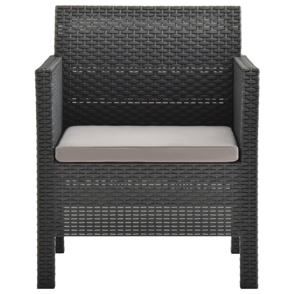 vidaXL Gartenstühle mit Kissen 2 Stk. PP Rattan Anthrazit