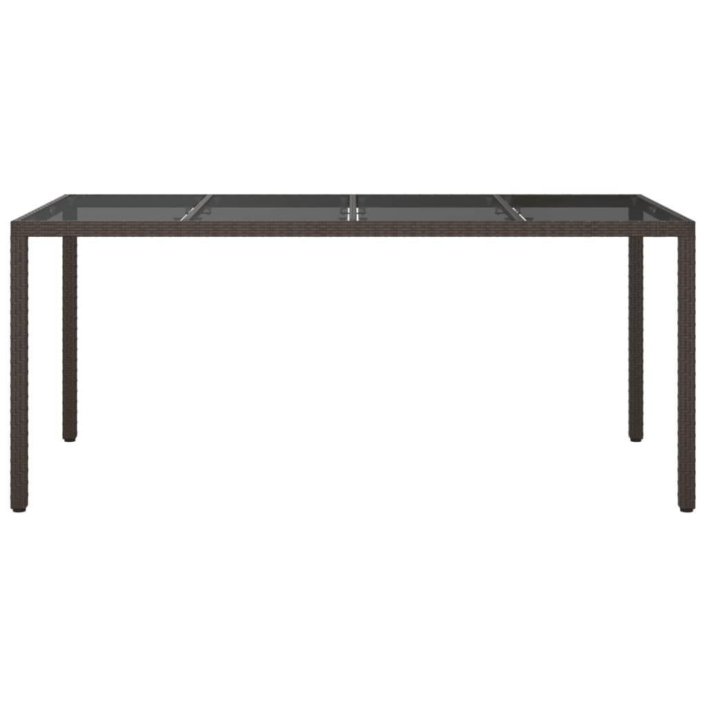 vidaXL Gartentisch Braun 190x90x75 cm Gehärtetes Glas und Poly Rattan