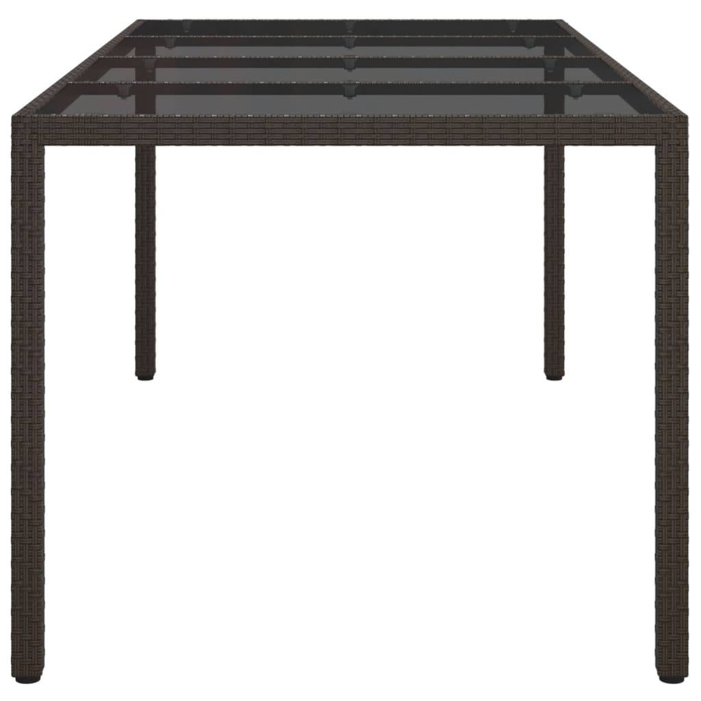 vidaXL Gartentisch Braun 190x90x75 cm Gehärtetes Glas und Poly Rattan