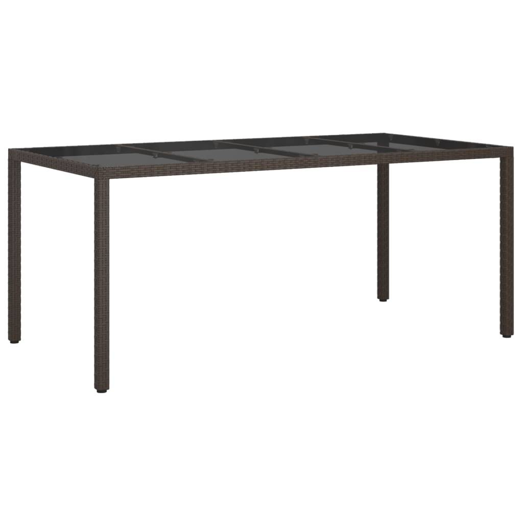 vidaXL Gartentisch Braun 190x90x75 cm Gehärtetes Glas und Poly Rattan