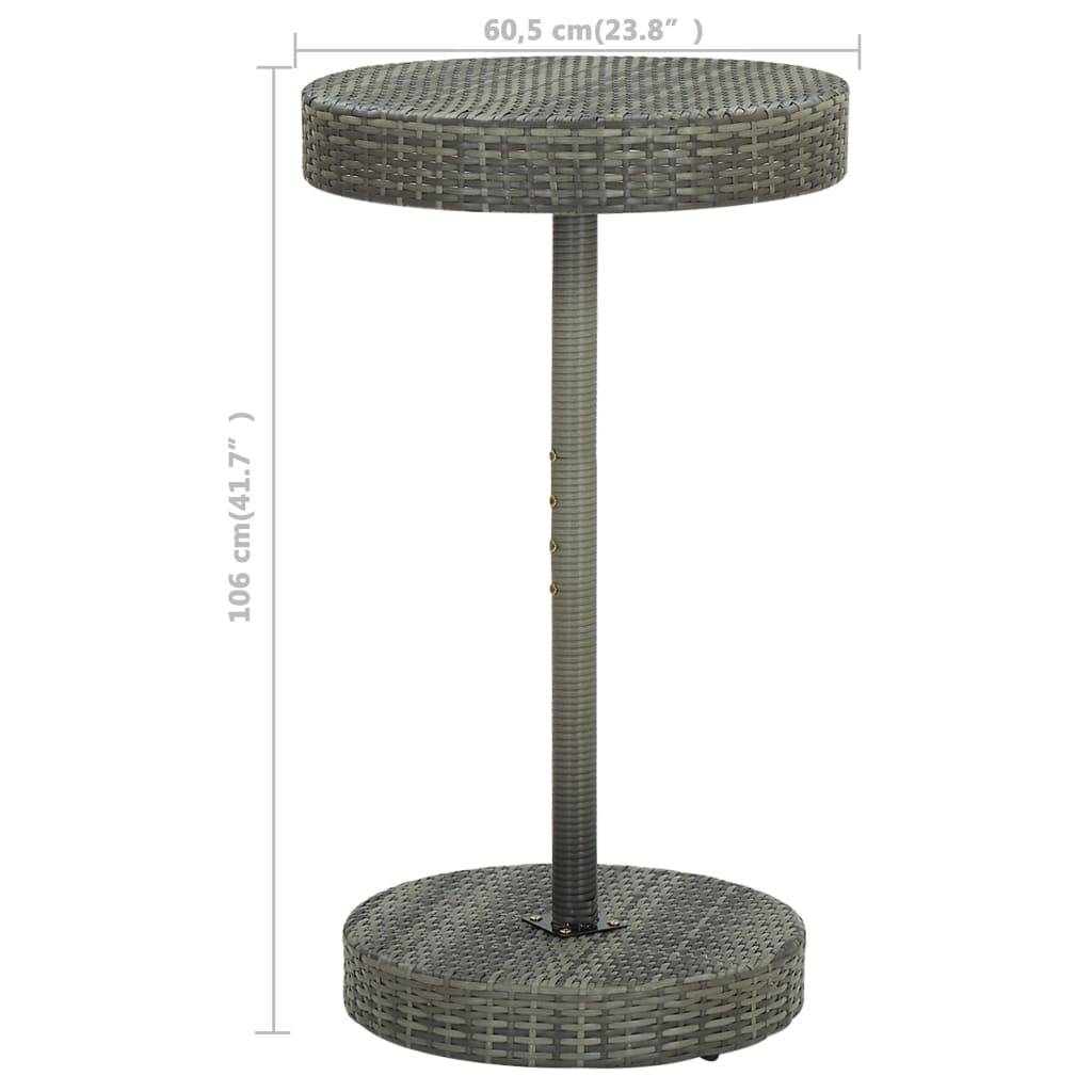 vidaXL 3-tlg. Gartenbar-Set mit Kissen Poly Rattan Grau