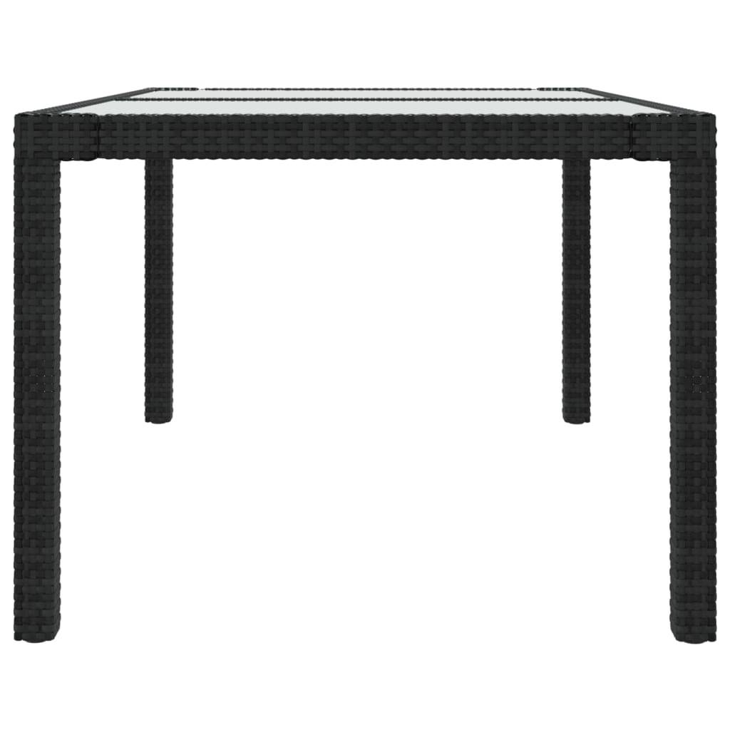 vidaXL Gartentisch 150x90x75 cm Gehärtetes Glas Poly Rattan Schwarz