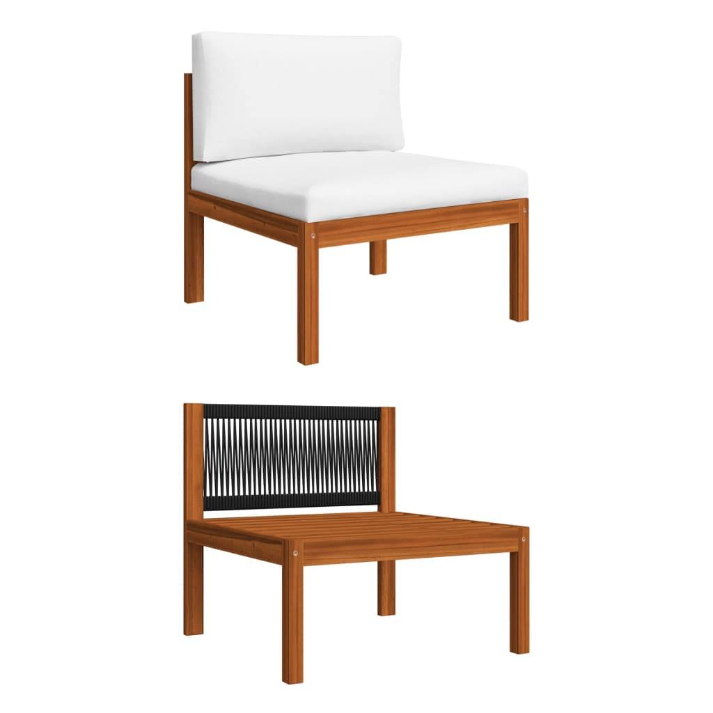 vidaXL 4-tlg. Garten-Lounge-Set mit Kissen Cremeweiß Massivholz Akazie