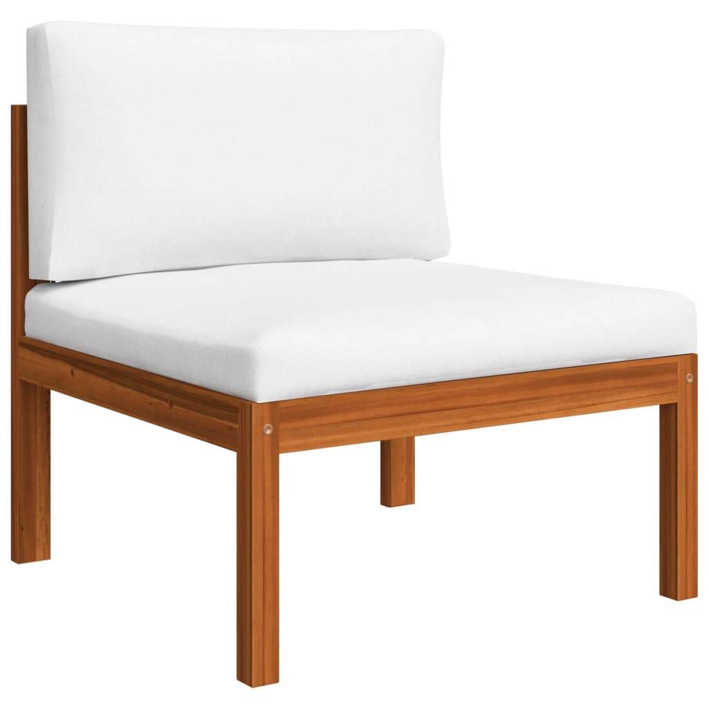 vidaXL 4-tlg. Garten-Lounge-Set mit Kissen Cremeweiß Massivholz Akazie