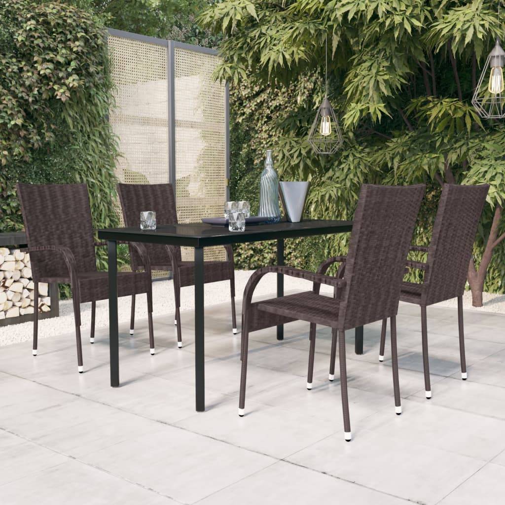 vidaXL 5-tlg. Garten-Essgruppe Braun und Schwarz