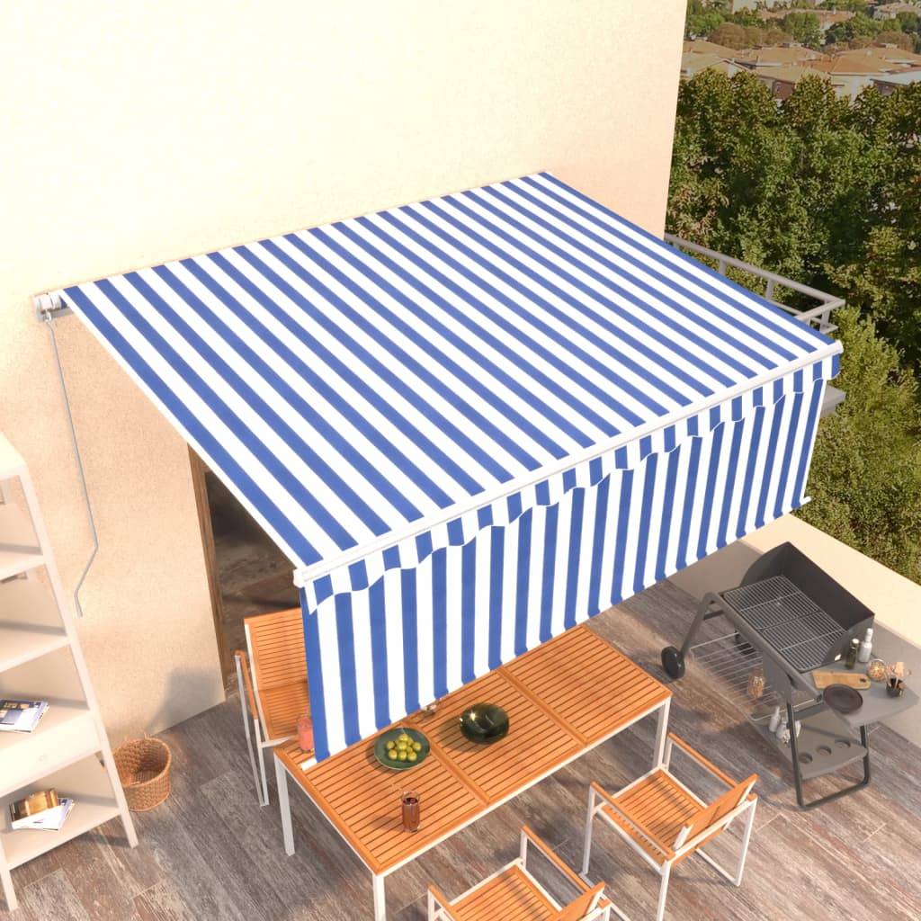 vidaXL Markise Manuell Einziehbar mit Rollo 4,5x3 m Blau & Weiß