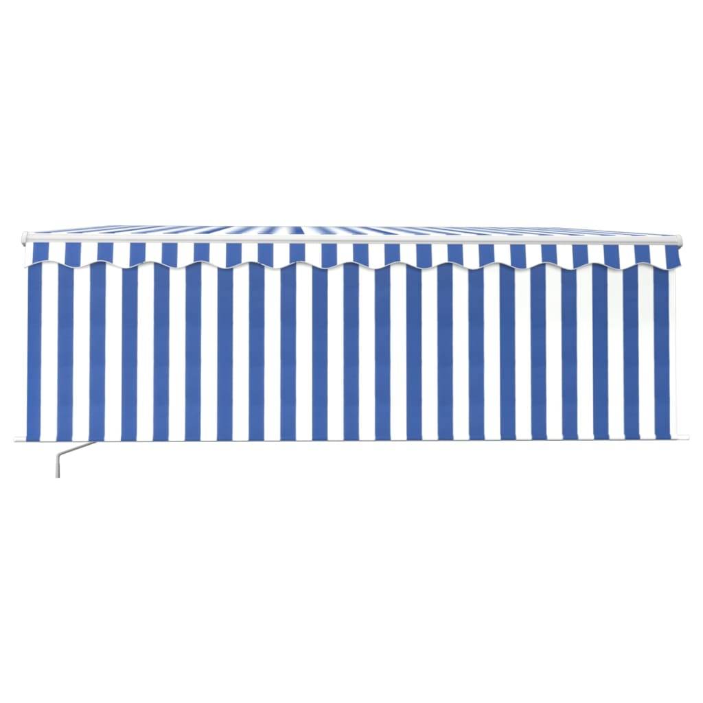 vidaXL Markise Manuell Einziehbar mit Rollo 4,5x3 m Blau & Weiß