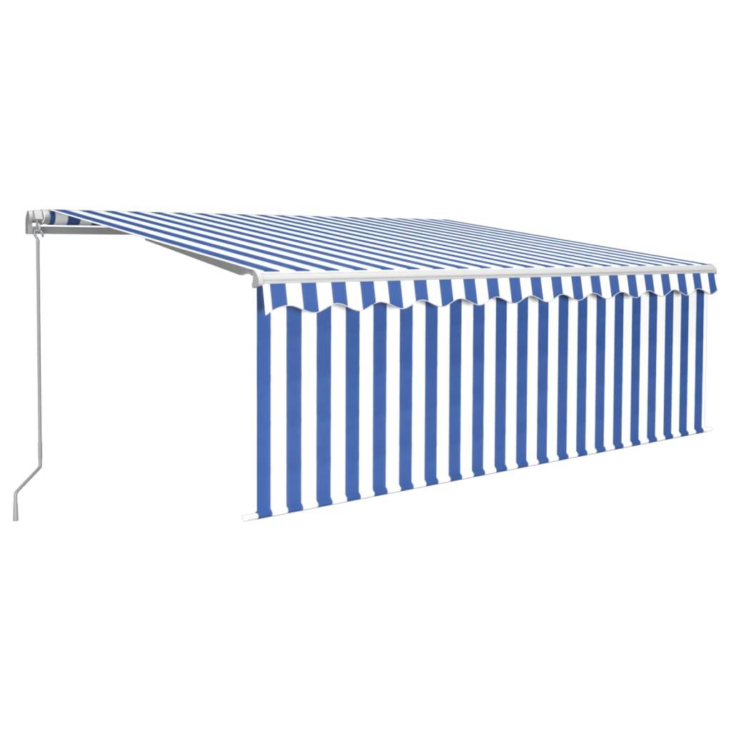 vidaXL Markise Manuell Einziehbar mit Rollo 4,5x3 m Blau & Weiß