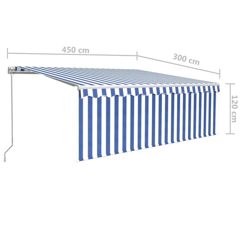vidaXL Markise Manuell Einziehbar mit Rollo 4,5x3 m Blau & Weiß