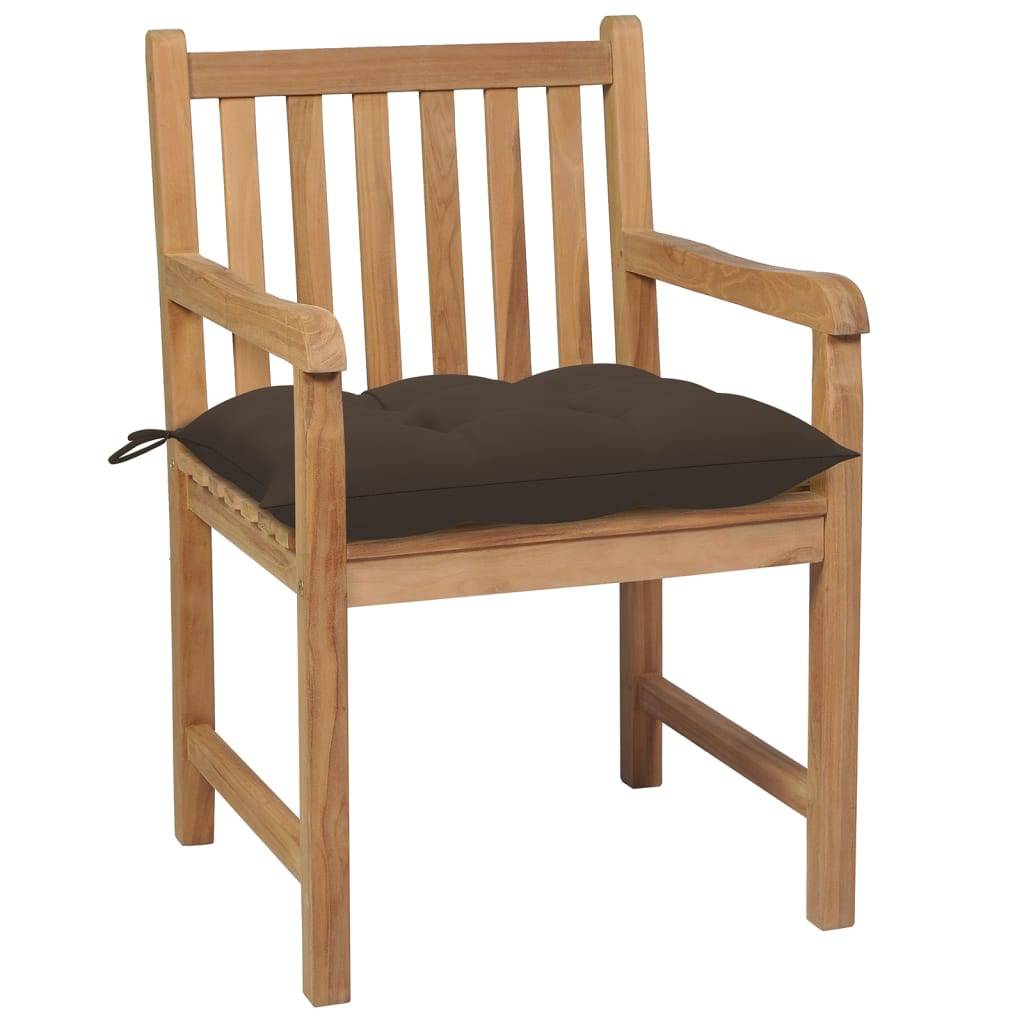 vidaXL Gartenstühle 8 Stk. mit Taupe Kissen Massivholz Teak