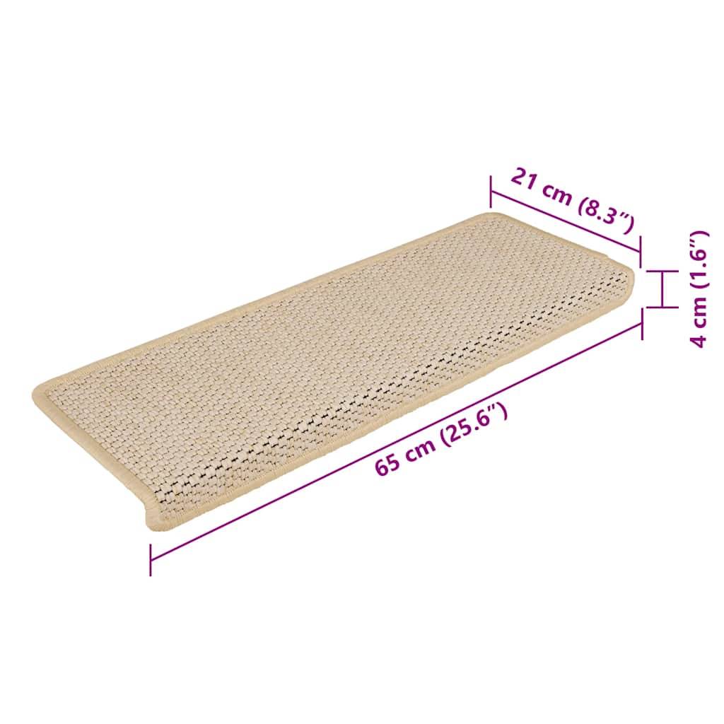 vidaXL Treppenmatten Selbstklebend Sisal-Optik 15 Stk. 65x21x4cm Creme
