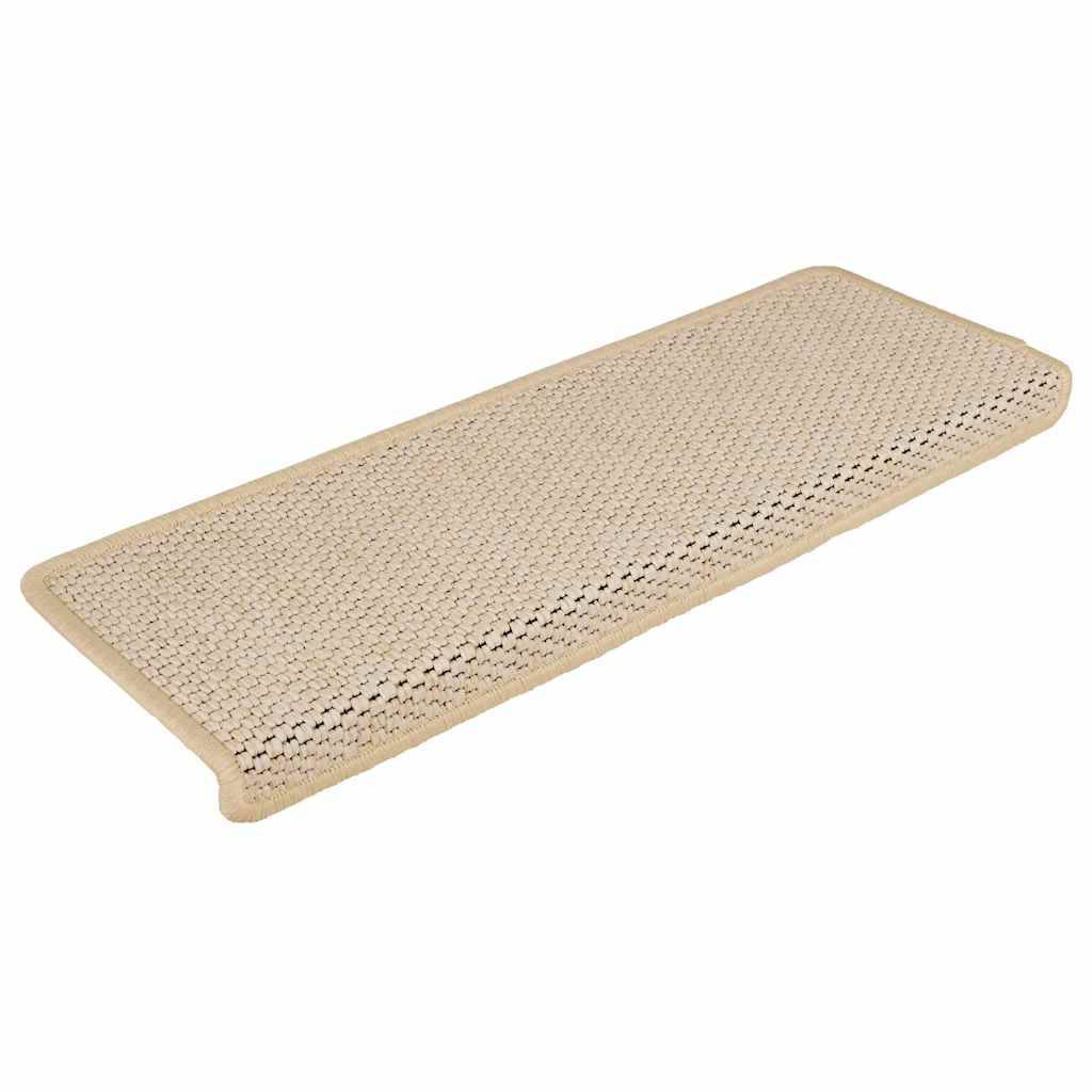 vidaXL Treppenmatten Selbstklebend Sisal-Optik 15 Stk. 65x21x4cm Creme