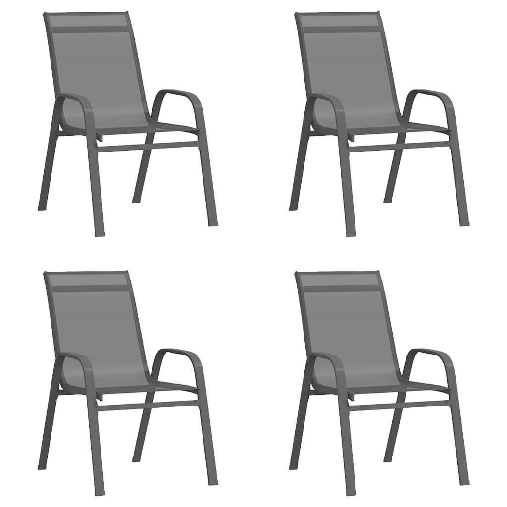 vidaXL Stapelbare Gartenstühle 4 Stk. Grau Textilene