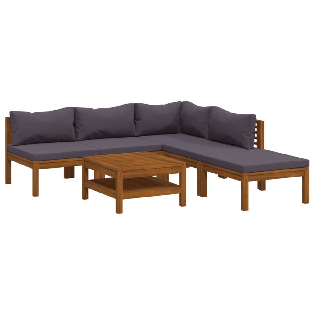 vidaXL 6-tlg. Garten-Lounge-Set mit Auflage Massivholz Akazie