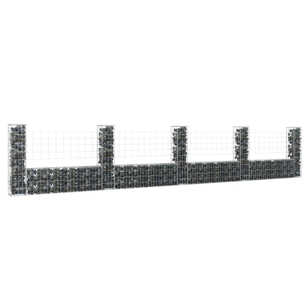 vidaXL Gabionenkorb U-Form mit 5 Säulen Eisen 500x20x100 cm