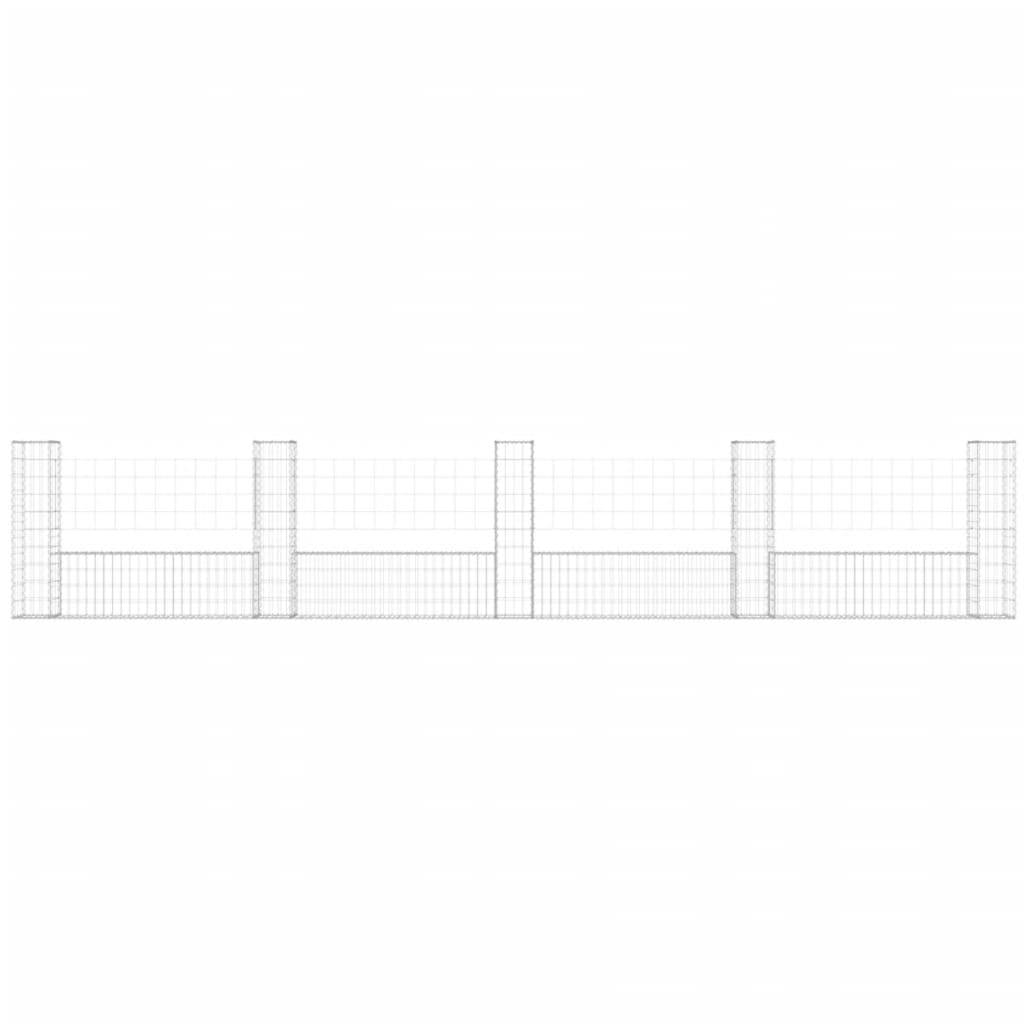 vidaXL Gabionenkorb U-Form mit 5 Säulen Eisen 500x20x100 cm