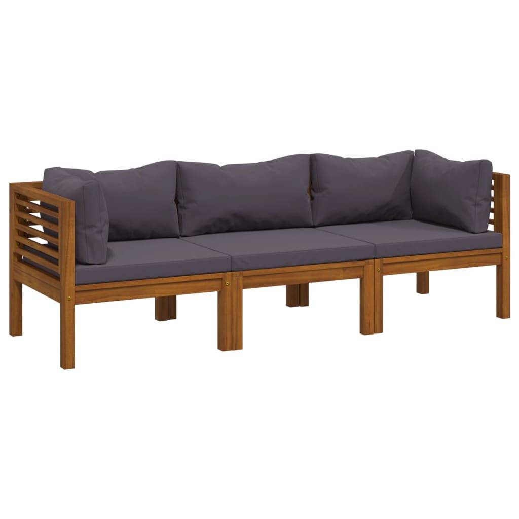vidaXL 3-Sitzer-Gartensofa mit Auflage Akazie Massivholz