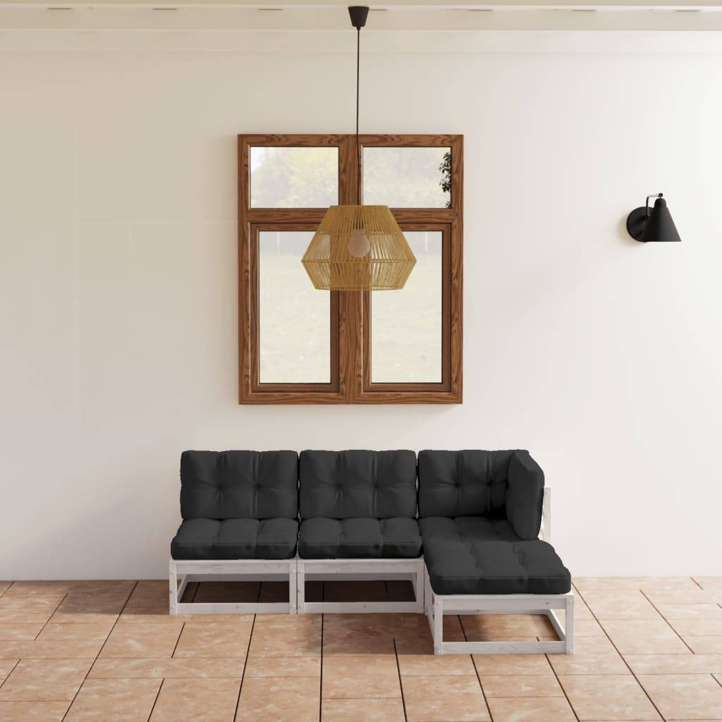 vidaXL 4-tlg. Garten-Lounge-Set mit Kissen Kiefer Massivholz