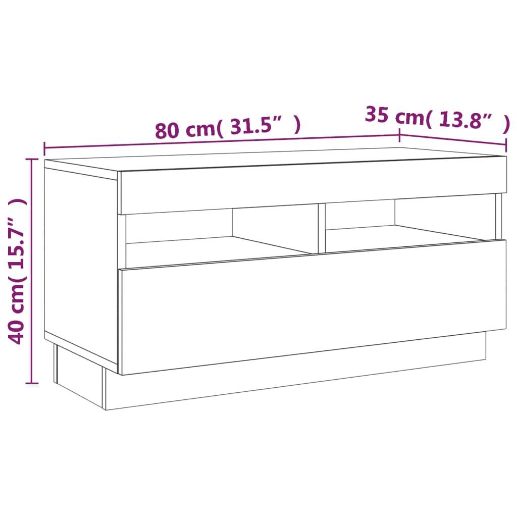 vidaXL TV-Schrank mit LED-Leuchten Räuchereiche 80x35x40 cm