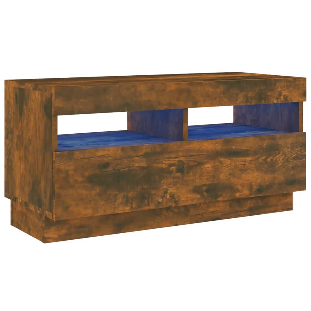 vidaXL TV-Schrank mit LED-Leuchten Räuchereiche 80x35x40 cm