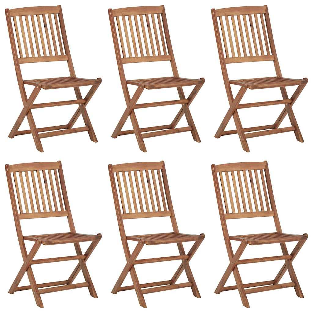 vidaXL Klappbare Gartenstühle 6 Stk. mit Kissen Massivholz Akazie