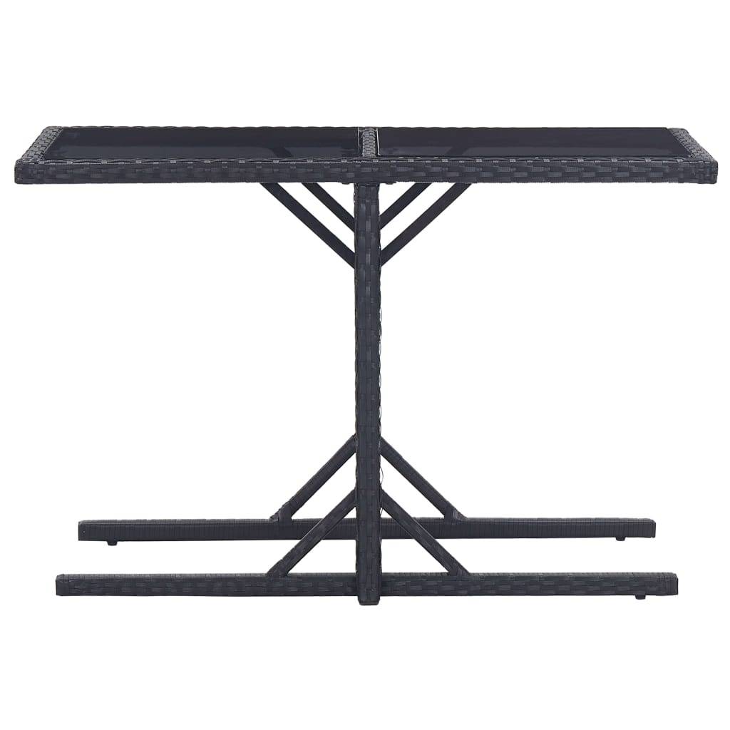 vidaXL Gartentisch Schwarz 110×53×72 cm Glas und Poly Rattan