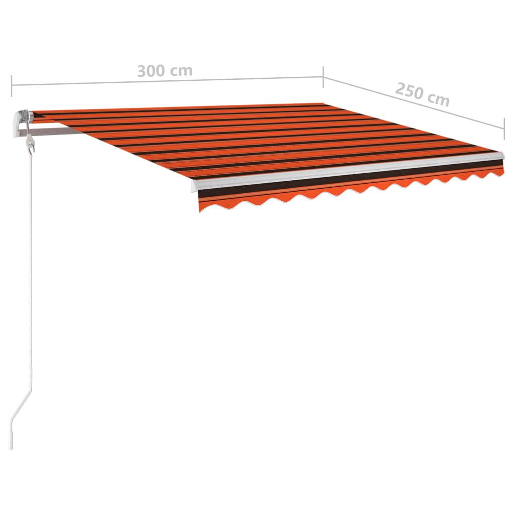 vidaXL Automatische Markise mit LED Windsensor 300x250 cm Orange/Braun