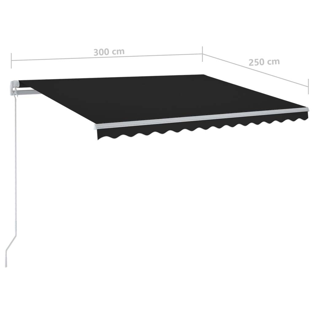 vidaXL Markise Manuell Einziehbar mit LED 300x250 cm Anthrazit