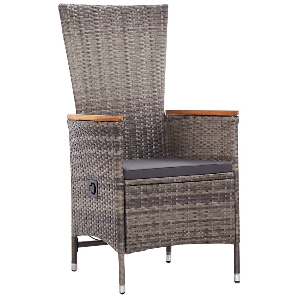 vidaXL 9-tlg. Garten-Essgruppe mit Kissen Grau Poly Rattan