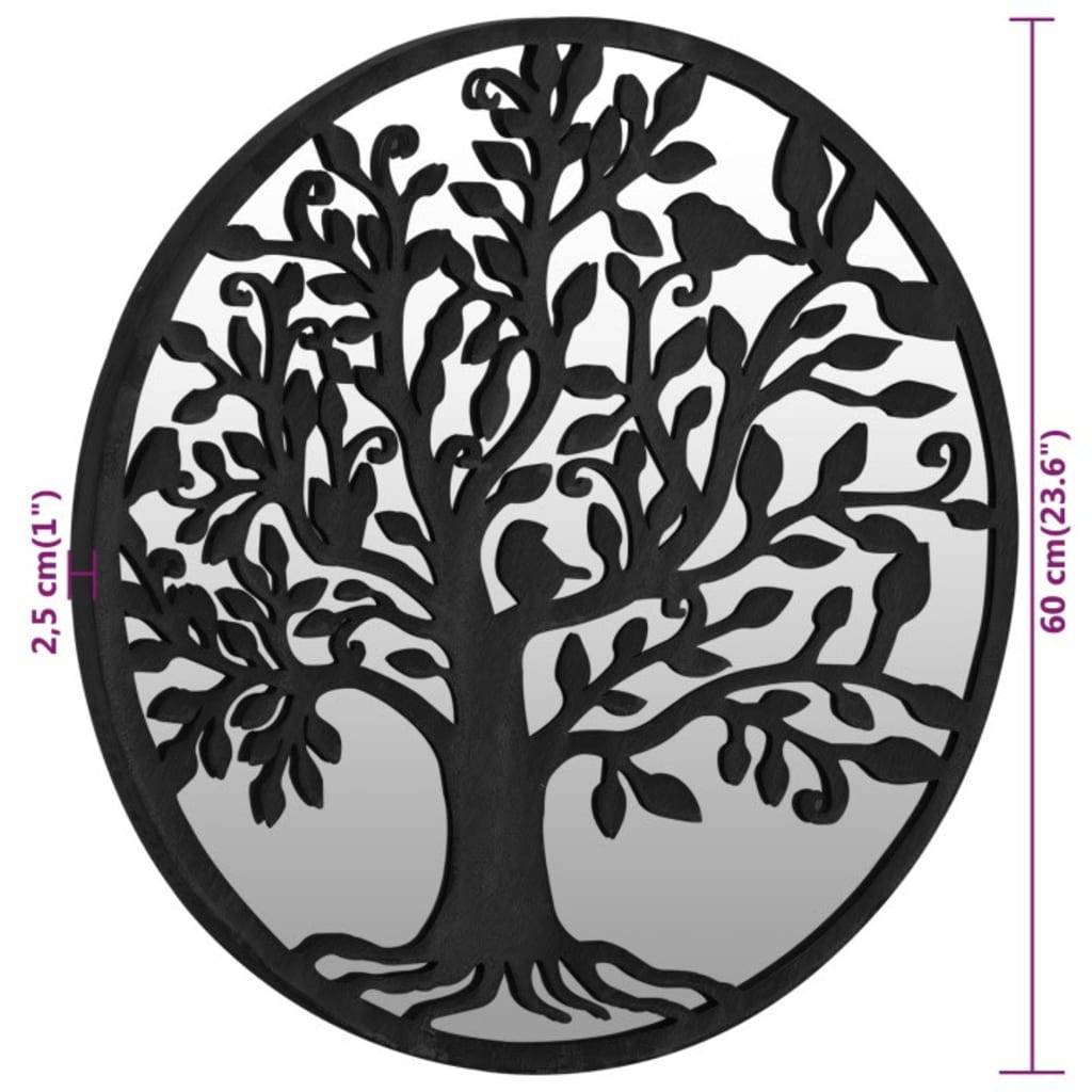 vidaXL Spiegel Schwarz 60x2,5 cm Eisen Rund für den Innenbereich