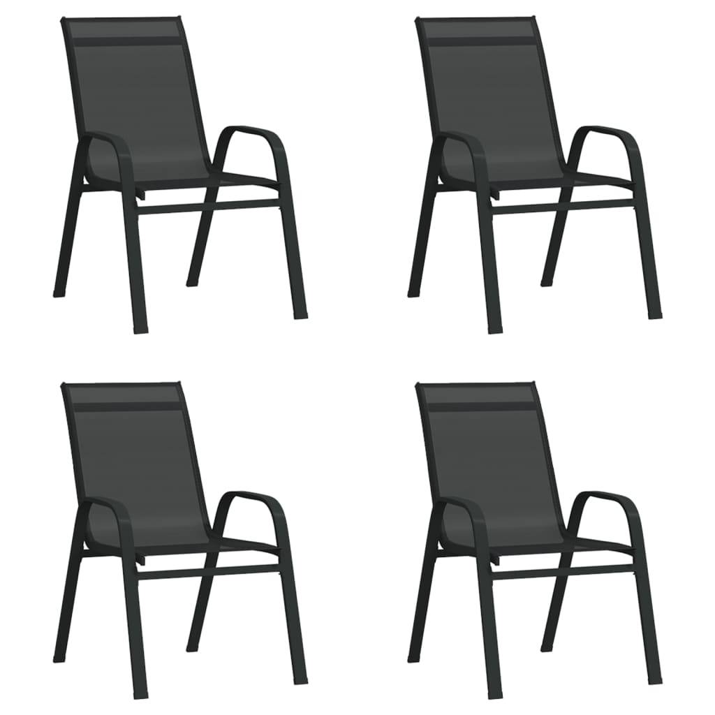 vidaXL Stapelbare Gartenstühle 4 Stk. Schwarz Textilene
