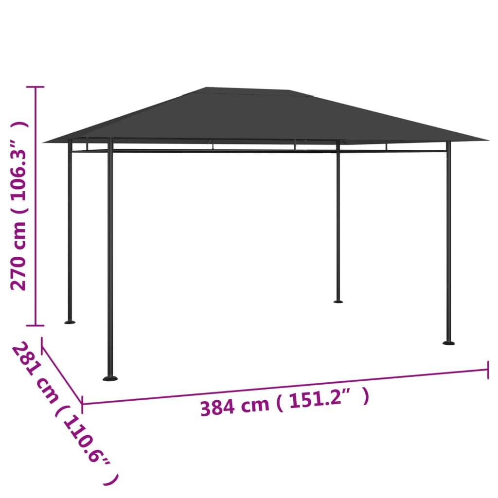 vidaXL Pavillon 384x281x270 cm Anthrazit 180 g/m²