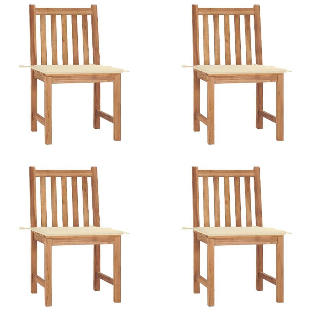 vidaXL Gartenstühle 4 Stk. mit Kissen Massivholz Teak