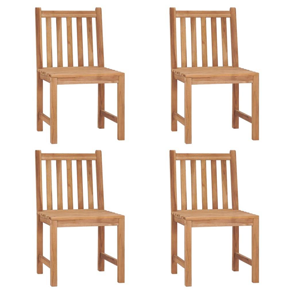 vidaXL Gartenstühle 4 Stk. mit Kissen Massivholz Teak