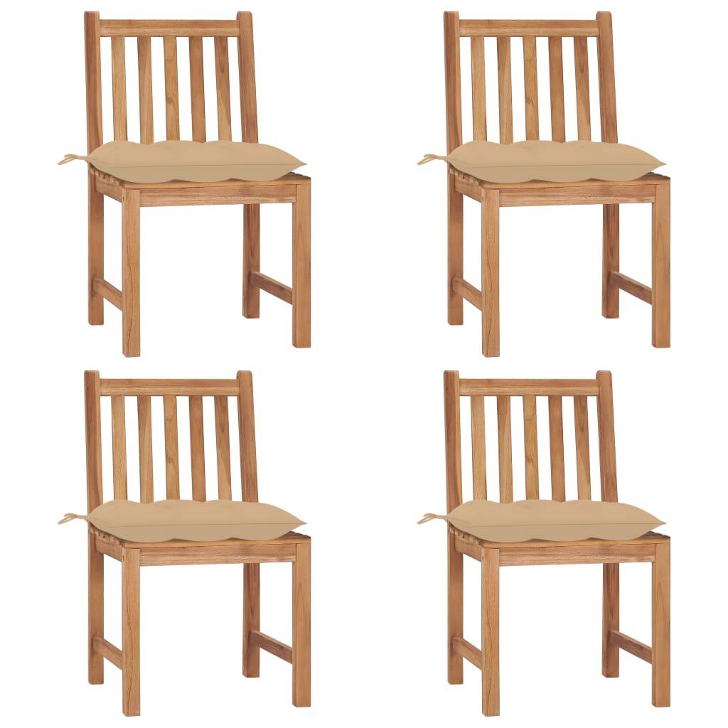 vidaXL Gartenstühle 4 Stk. mit Kissen Massivholz Teak