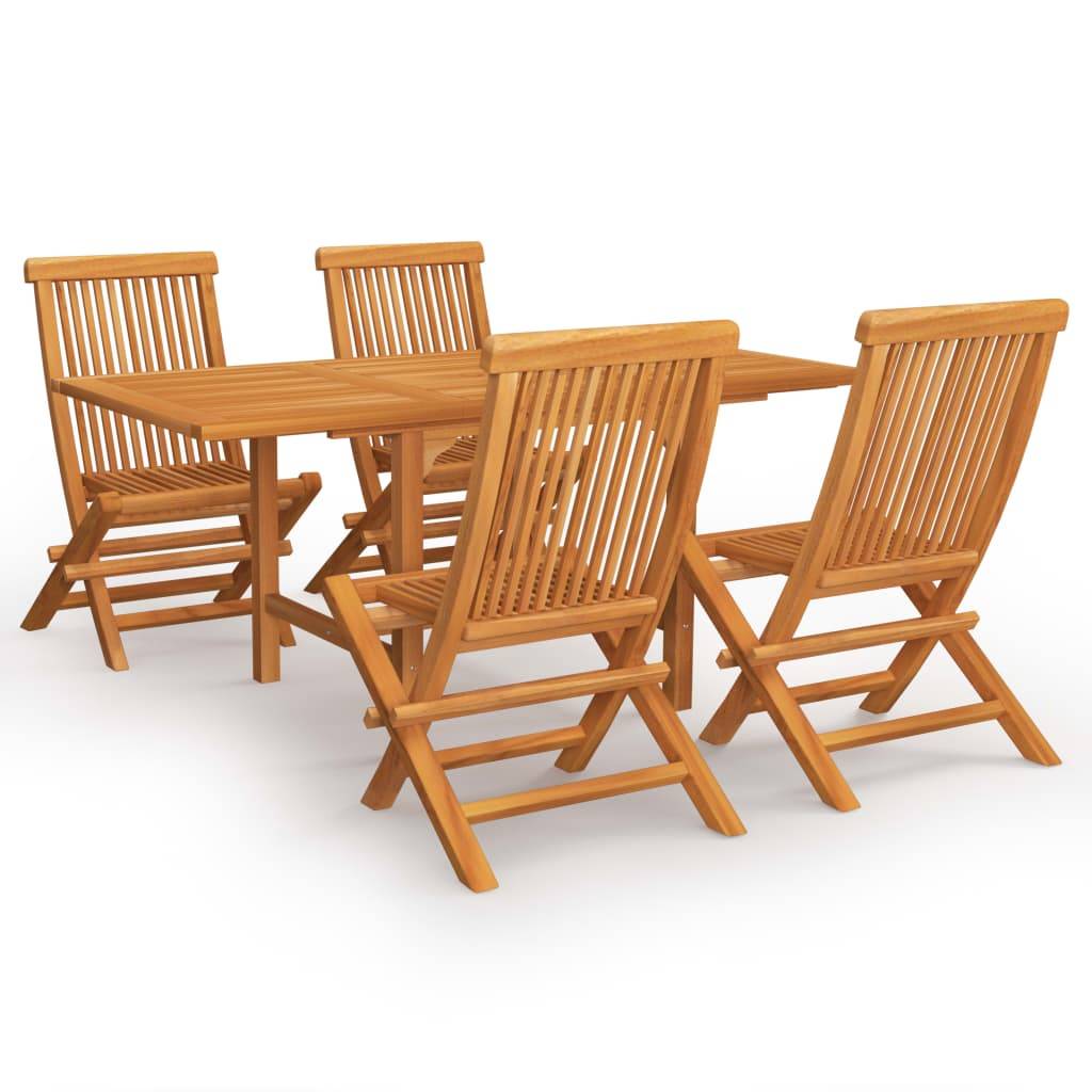 vidaXL 5-tlg. Garten-Essgruppe Massivholz Teak