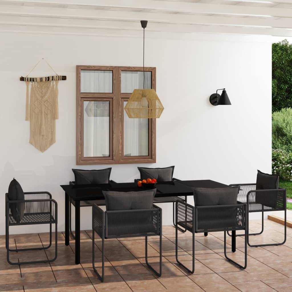 vidaXL 7-tlg. Garten-Essgruppe Schwarz