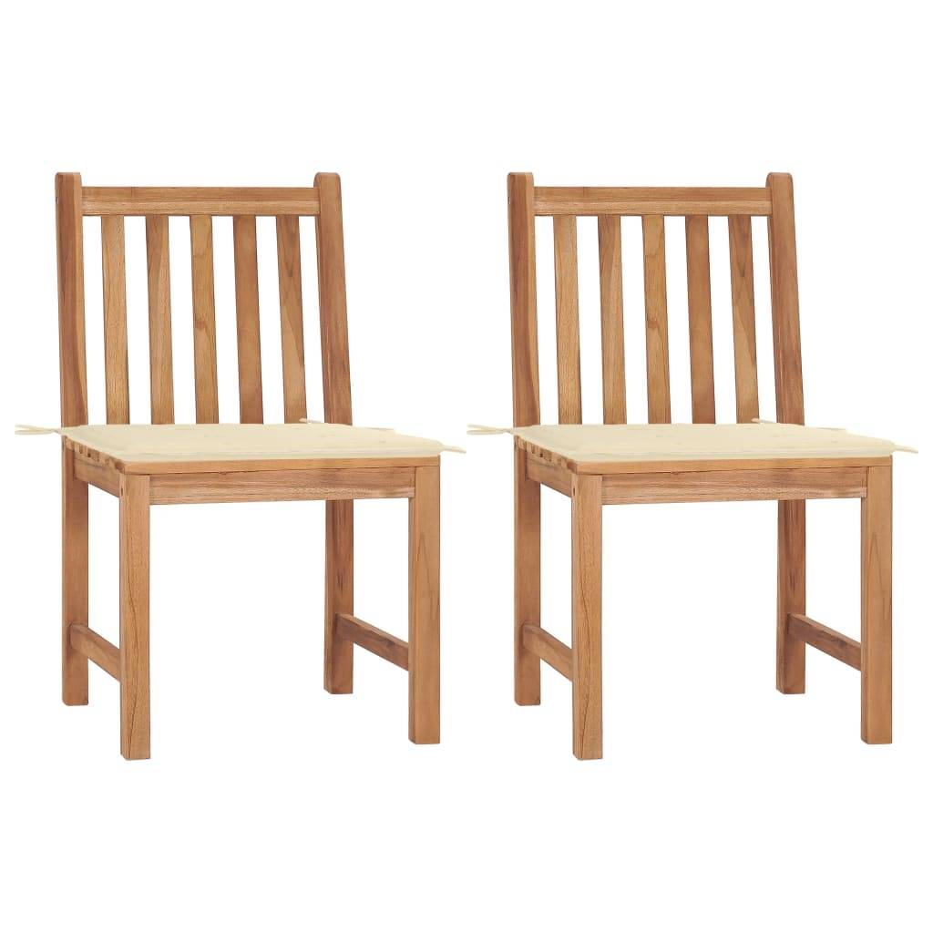 vidaXL Gartenstühle 2 Stk. mit Kissen Massivholz Teak