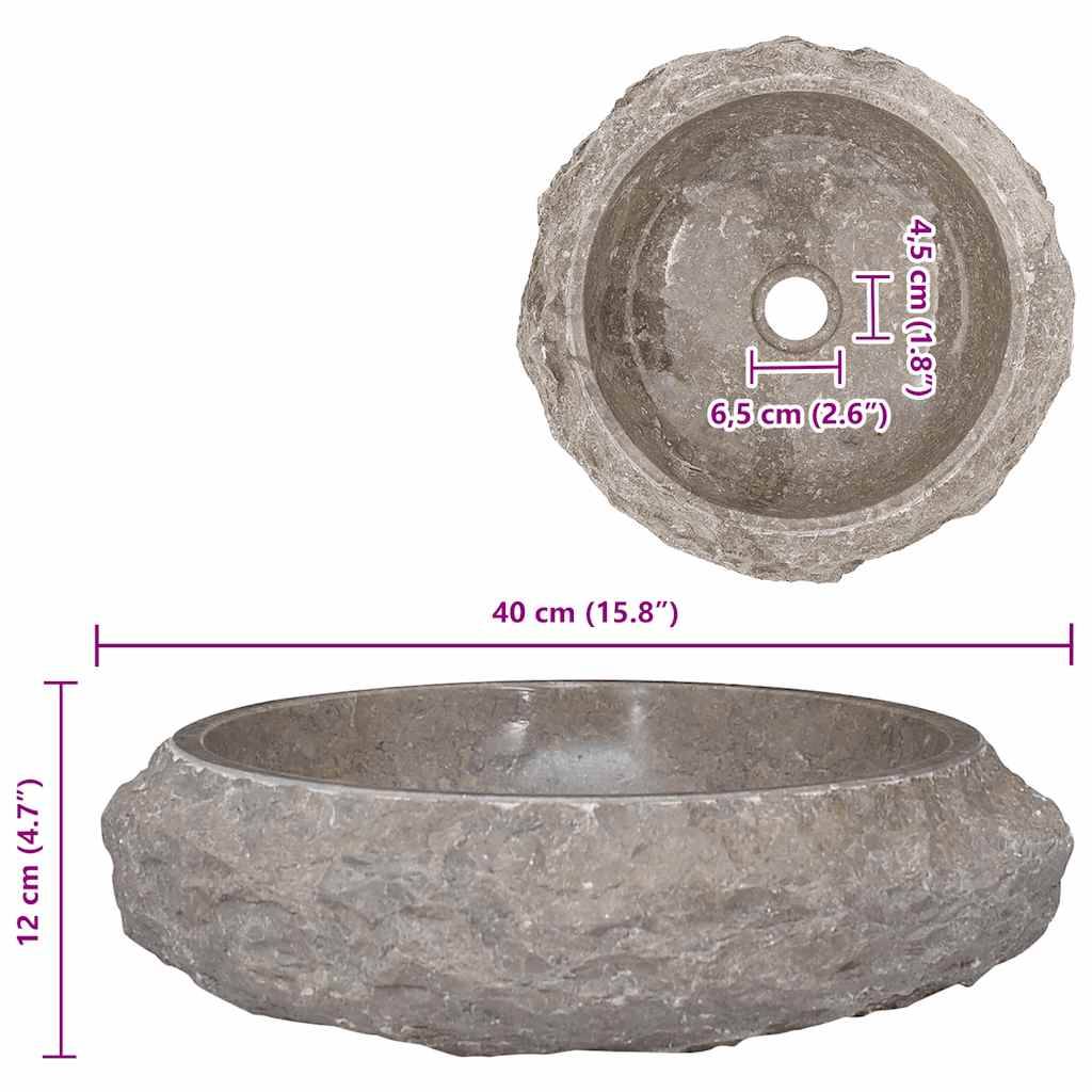 vidaXL Waschbecken Grau Ø40x12 cm Marmor