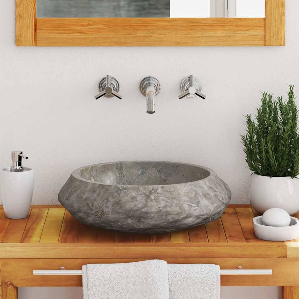 vidaXL Waschbecken Grau Ø40x12 cm Marmor
