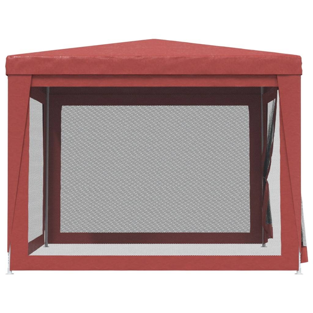 vidaXL Partyzelt mit 4 Mesh-Seitenwänden Rot 3x3 m HDPE