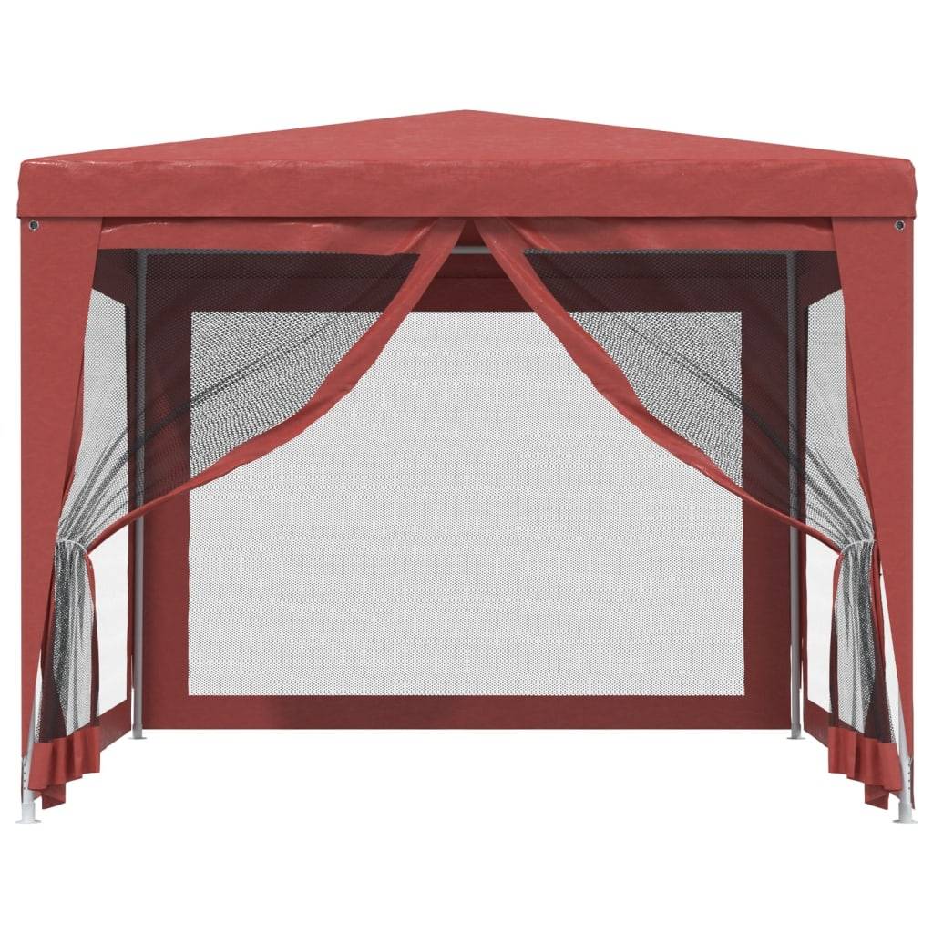 vidaXL Partyzelt mit 4 Mesh-Seitenwänden Rot 3x3 m HDPE