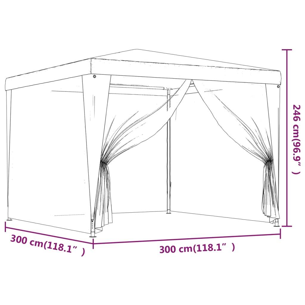 vidaXL Partyzelt mit 4 Mesh-Seitenwänden Rot 3x3 m HDPE
