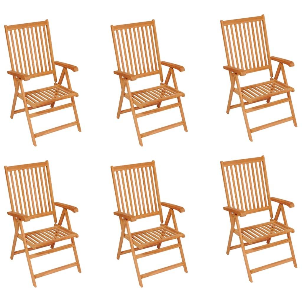 vidaXL Gartenstühle 6 Stk. mit Anthrazit Kissen Massivholz Teak