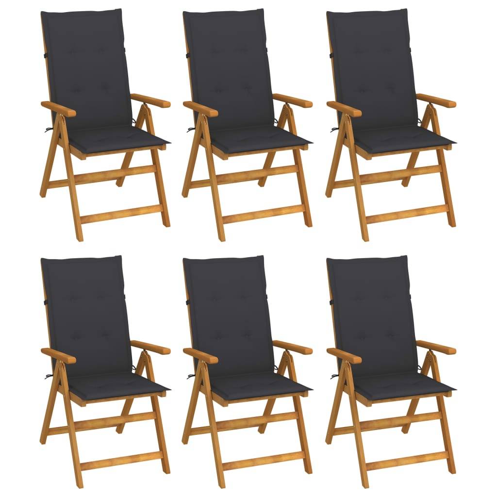 vidaXL Klappbare Gartenstühle 6 Stk. mit Auflagen Massivholz Akazie
