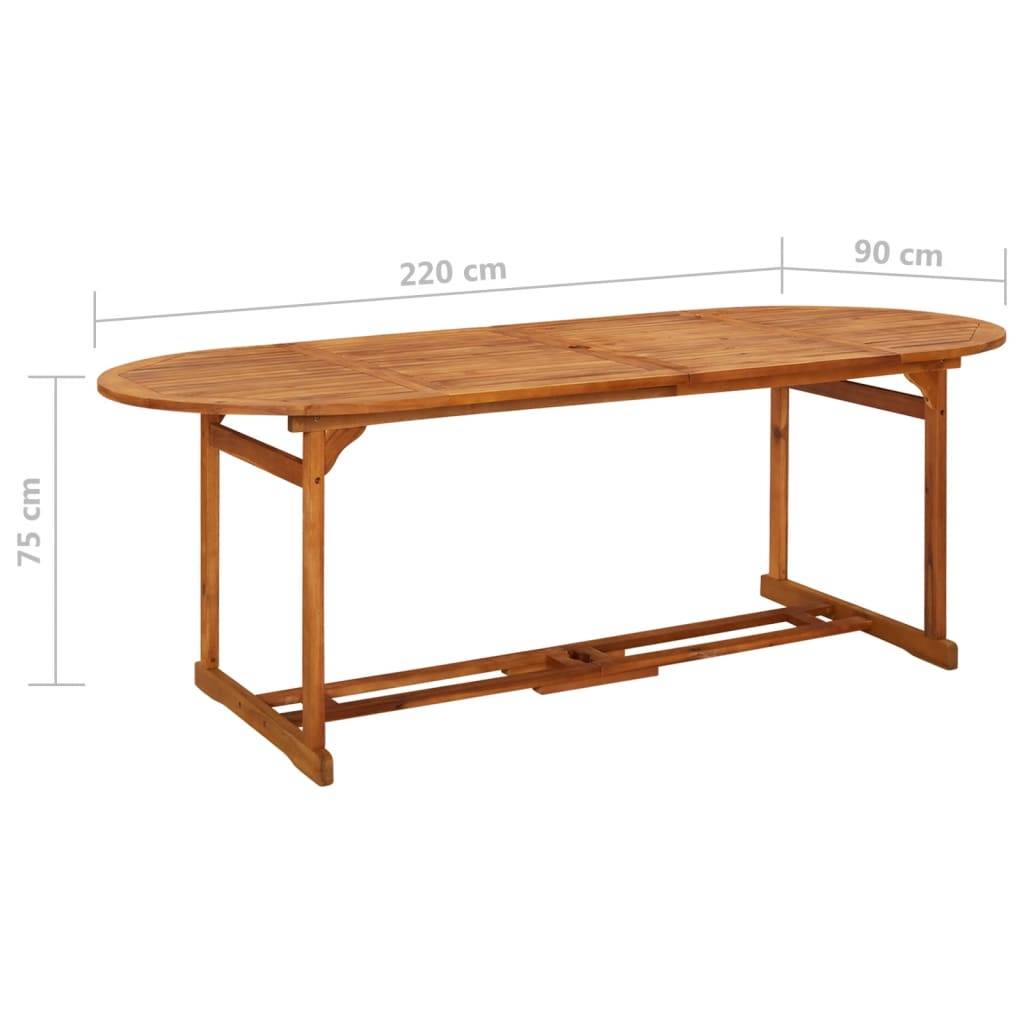 vidaXL Garten-Esstisch 220x90x75 cm Massivholz Akazie