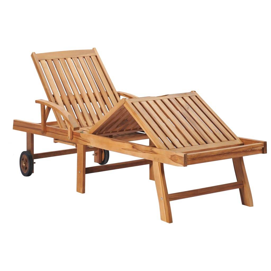 vidaXL Sonnenliege mit Auflage Weinrot Massivholz Teak