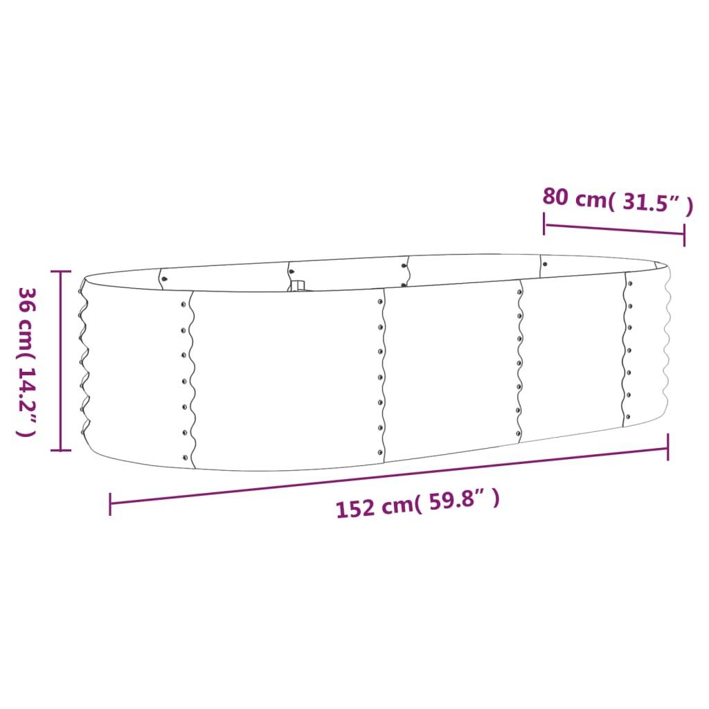 vidaXL Hochbeet Pulverbeschichteter Stahl 152x80x36 cm Grau