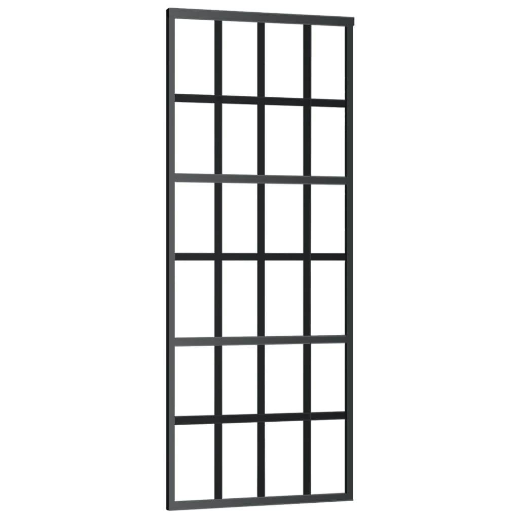 vidaXL Schiebetür ESG-Glas und Aluminium 76x205 cm Schwarz